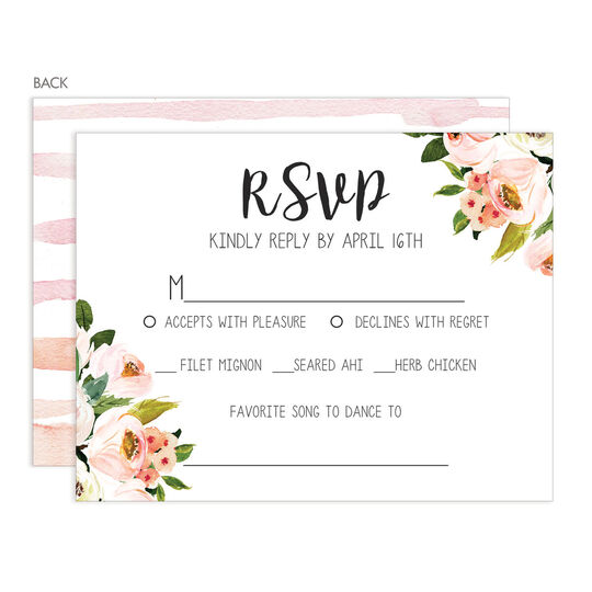 Pink Corner Roses Response Cards